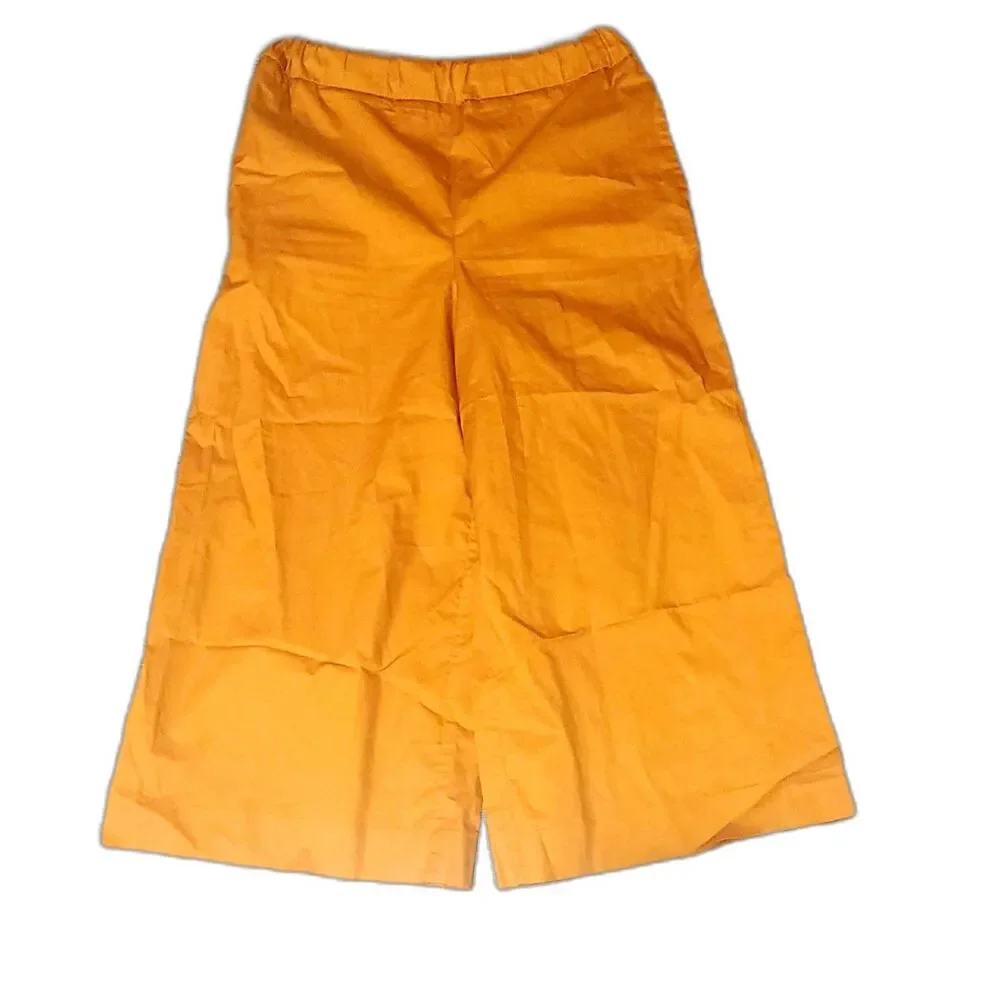 COS Mustard Wide Leg Culotte Pants Elastic Waist Cropped Trousers US 2